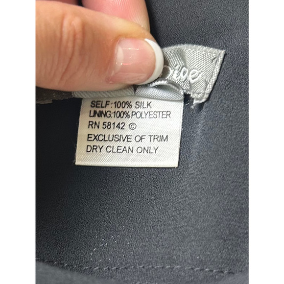 Vintage Kelly and Diane Silk Mini Dress Black White Beaded Floral Size 2 - Picture 4 of 7